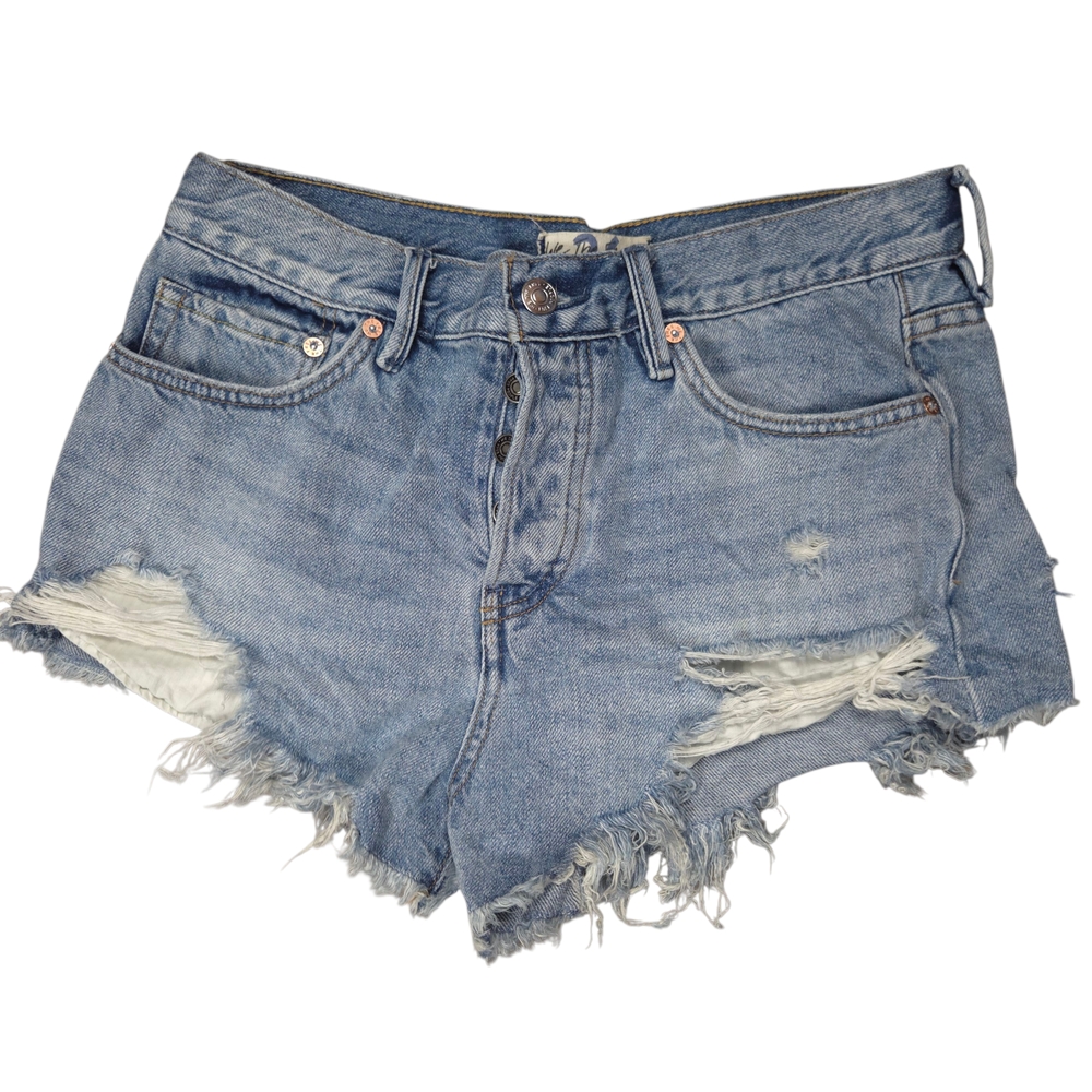 We The Free Distressed Blue Denim Shorts